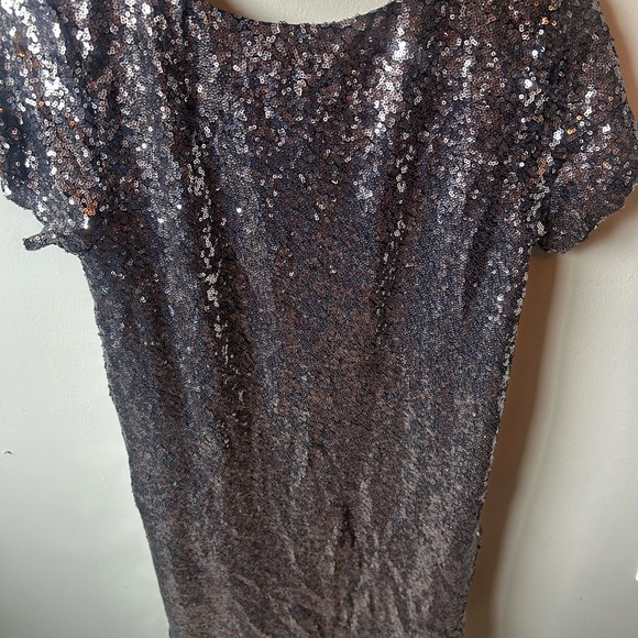 Lulu's Shimmering Black Sequin Short Sleeve Dress - Picture 4 of 4